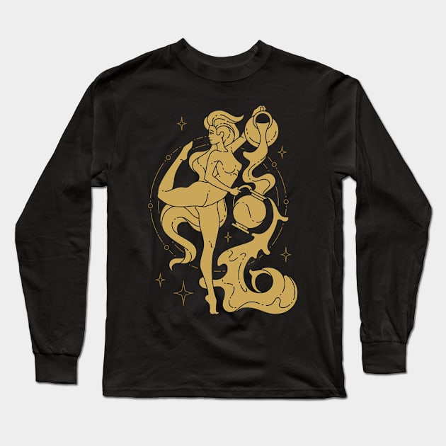 Aquarius Zodiac Sign Long Sleeve T-Shirt by Dog & Rooster